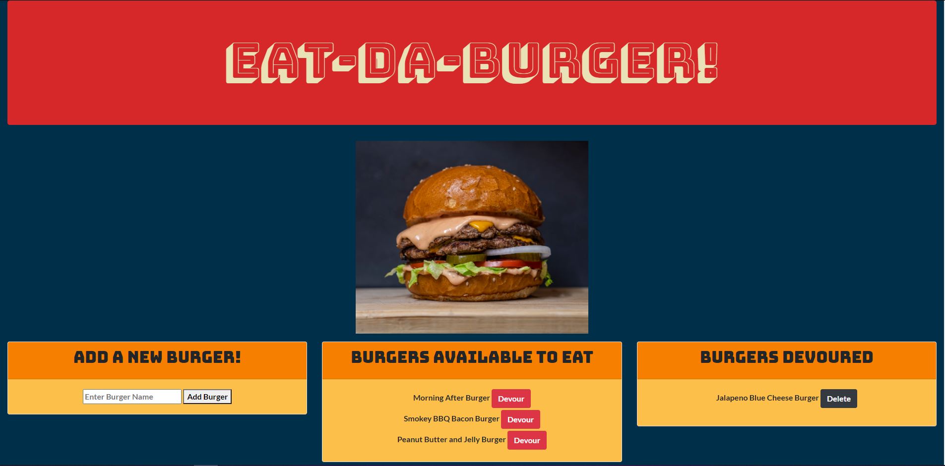 Demo of Tom's Burger Application Project